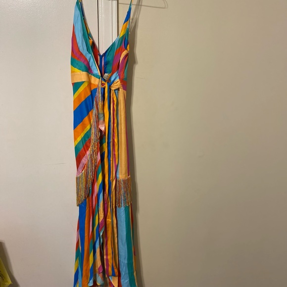 NWT farm rio striped scarf wrap maxi dress in rainbow XS - Picture 12 of 12